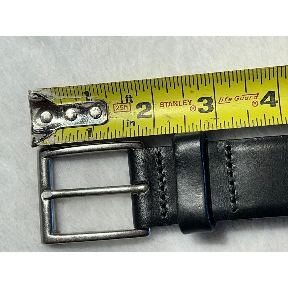 Eddie Bauer Mens 40 Black Genuine Leather Dress Belt Silver Gold Brass Buckle - Picture 10 of 15